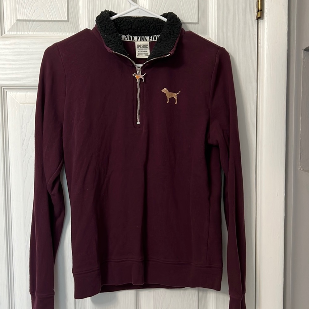 PINK maroon crewneck, size small